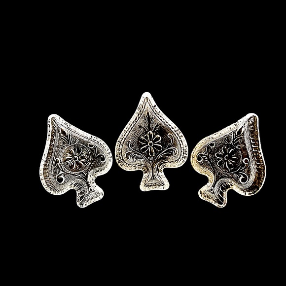 Vintage Indiana Glass Tiara Spade in Clear set of 3 Ashtrays/Candle Holders Etc - Picture 1 of 6